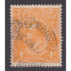 Australian    King George V    4d Orange   Single Crown WMK Plate Variety 2R60..